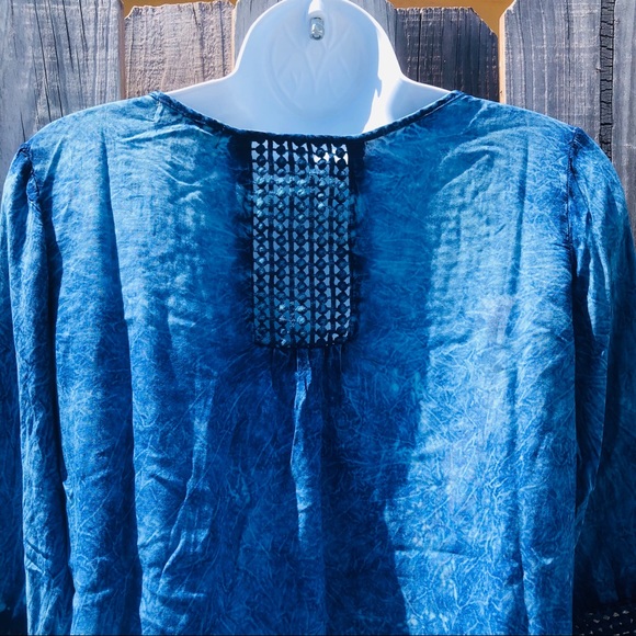 Live & Let Live Tie Dye Top LARGE Crochet Ombre - Picture 5 of 8